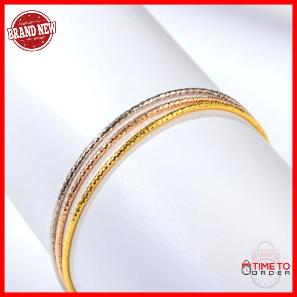 Sterling Silver Tri-Color Stackable Link Chain Br… - image 4